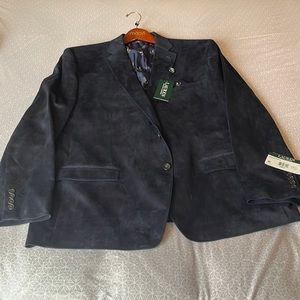 Ralph Lauren Navy Suede Sport Coat - 46R